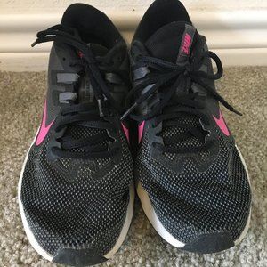 Pink and black shoes